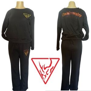 Black Sweatshirt and Pants Set with color changing chrome Design